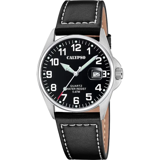 Calypso Basic K5870 orologio uomo pelle nera data 5 ATM