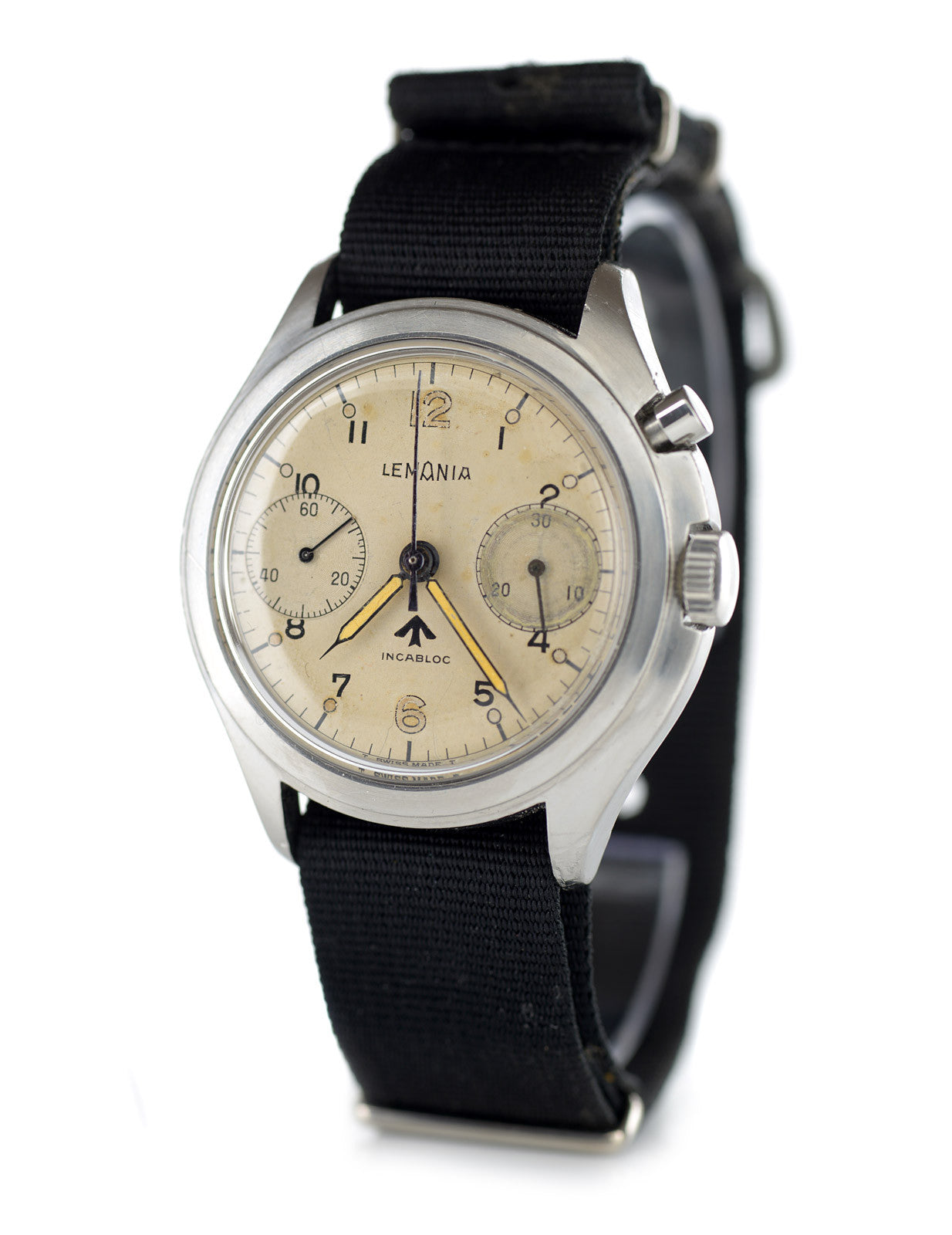 Lemania HS9A cronografo militare 40mm acciaio