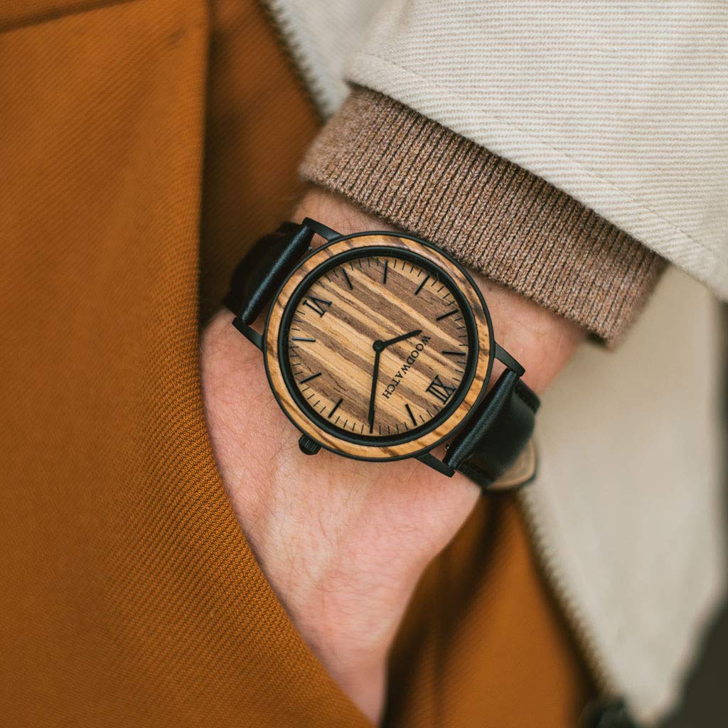 WoodWatch Classic Striped Zebra Jet orologio legno uomo 40mm zebra