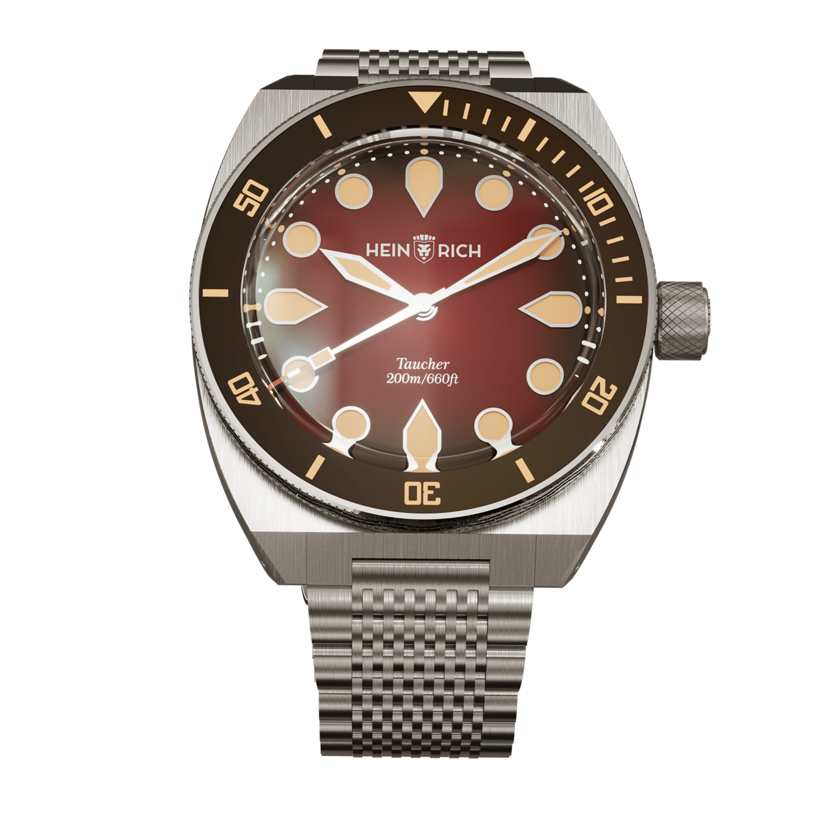 Heinrich Taucher orologio rosso lume arancione automatico