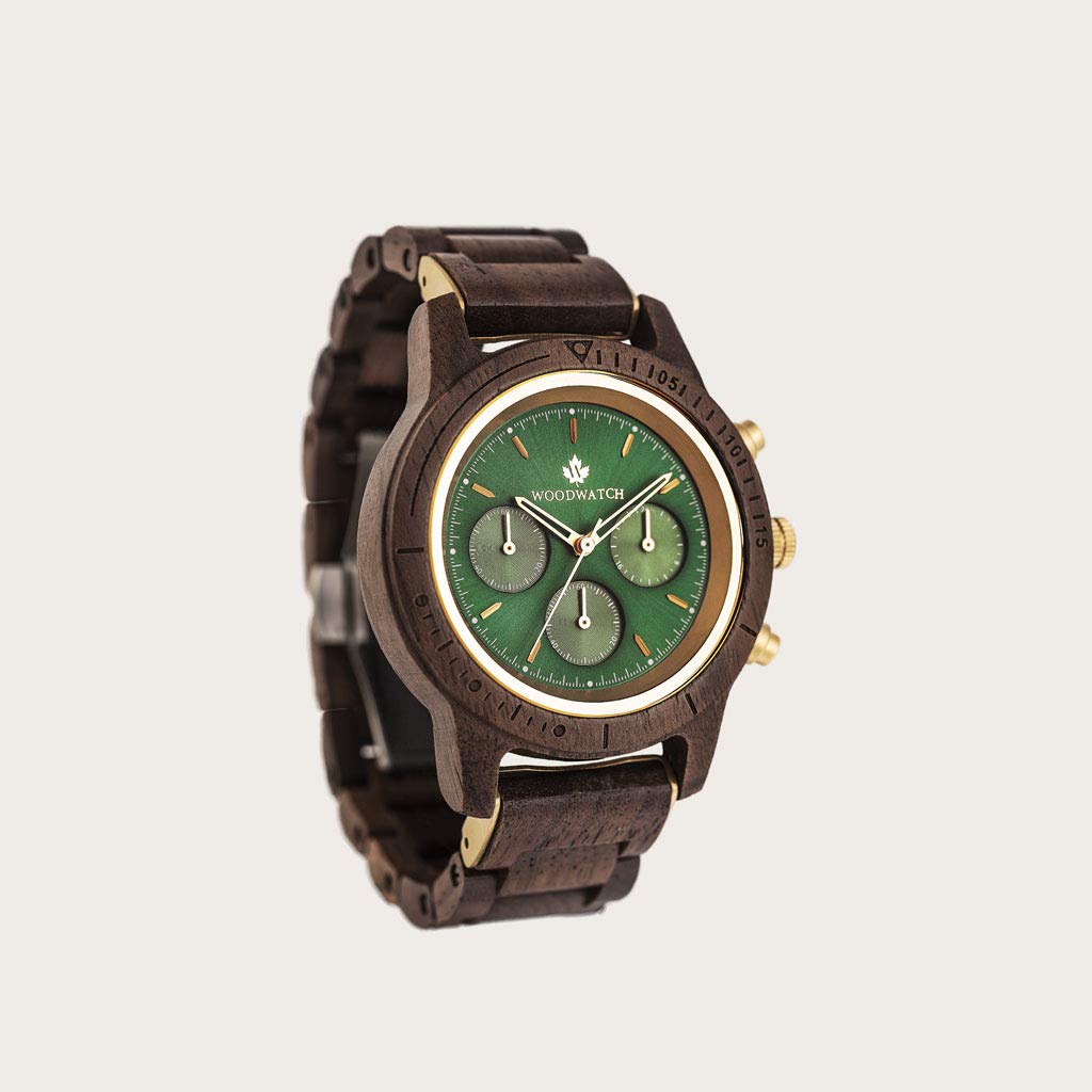 Woodwatch Classic Emerald Gold orologio cronografo legno 42 mm
