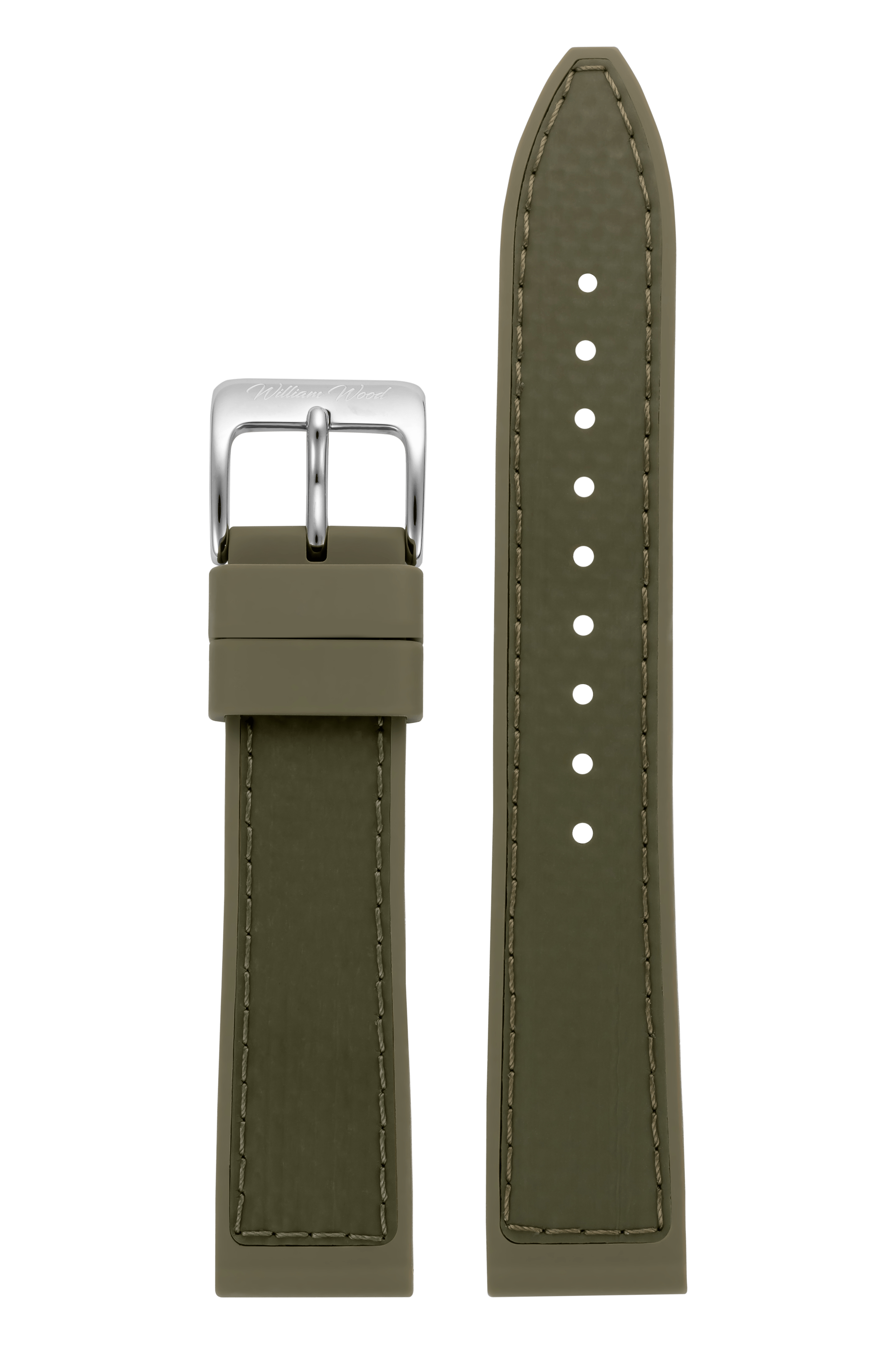 William Wood Straps Cinturino Verde Silicone 20mm Fibbia Argento