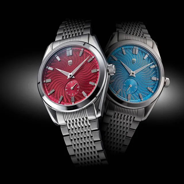Heinrich Radiance Guilloche Swirl orologio bordeaux elegante