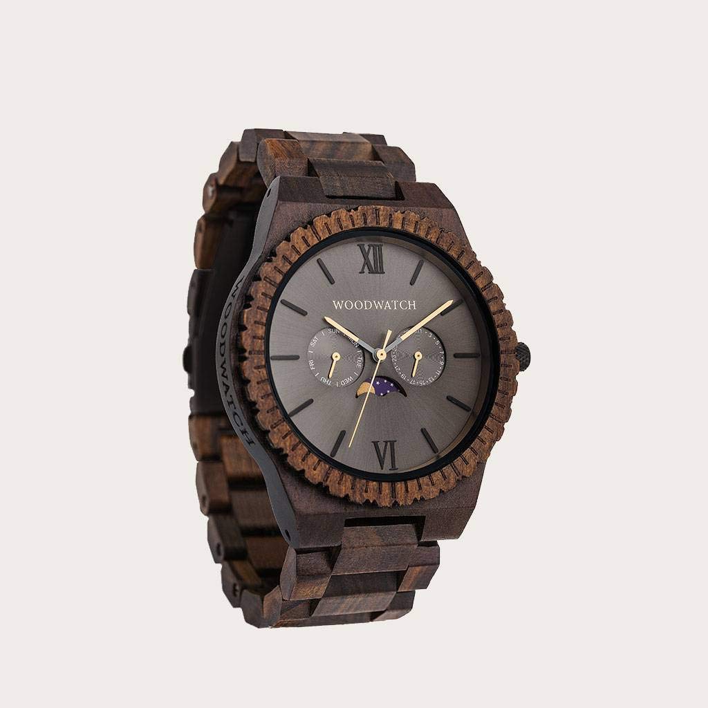 WoodWatch Classic Lunar Eclipse orologio legno nero quarzo