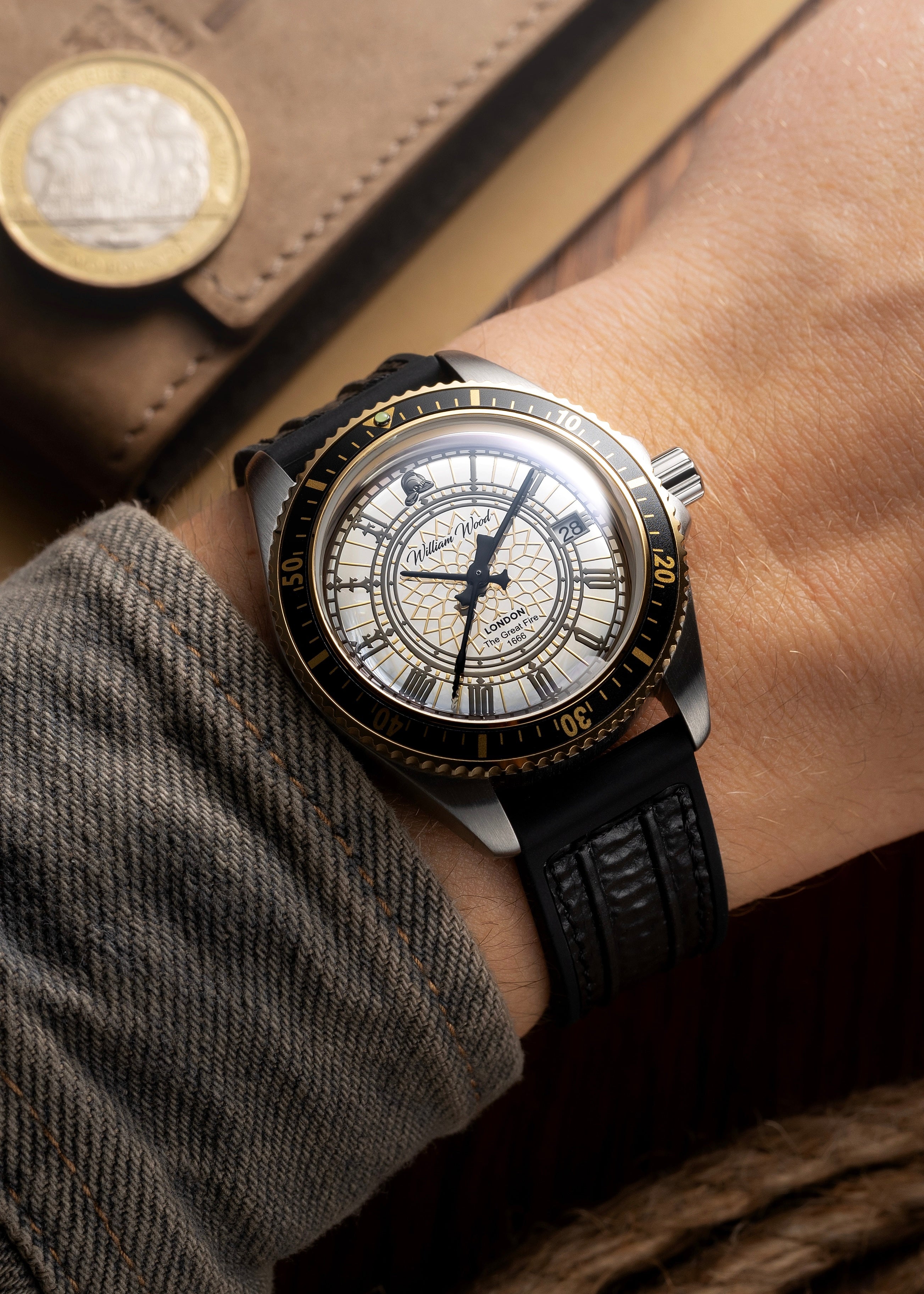 William Wood Great Fire of London orologio 41mm argento