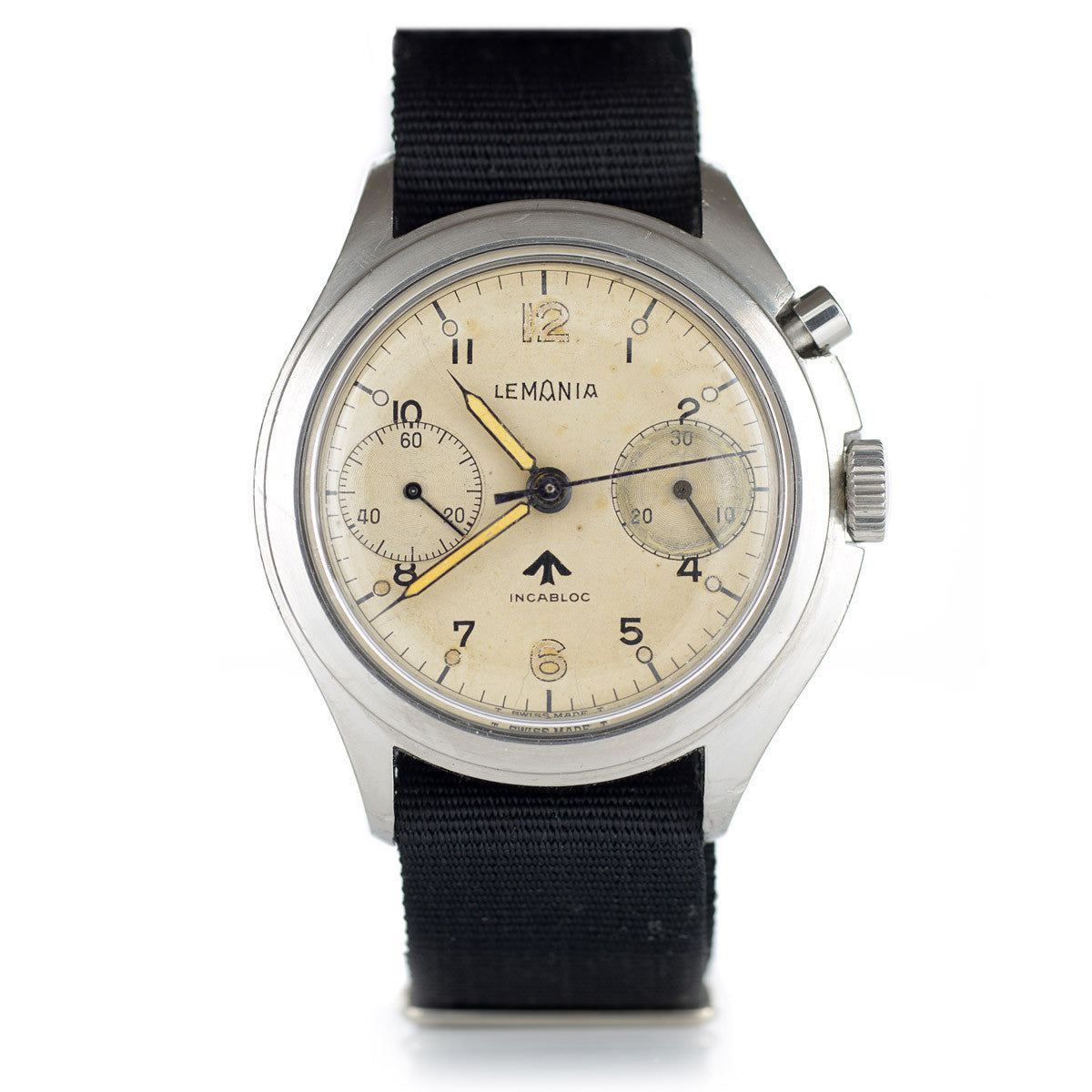 Lemania HS9A cronografo militare 40mm acciaio