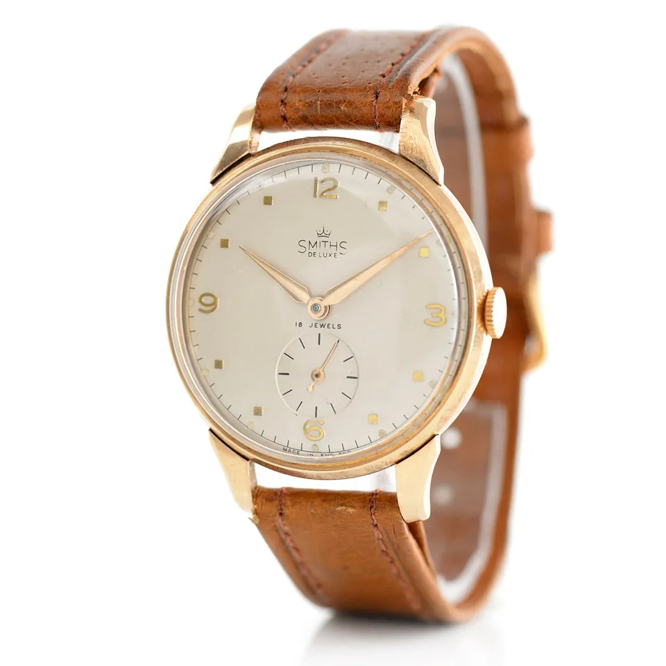 Smiths 1953 oversized orologio da polso oro 9ct 35mm 18 rubini