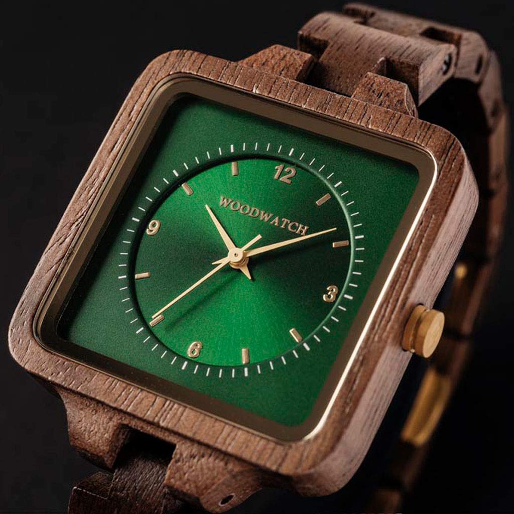 WoodWatch Classic Emerald Hill orologio legno quadrante verde