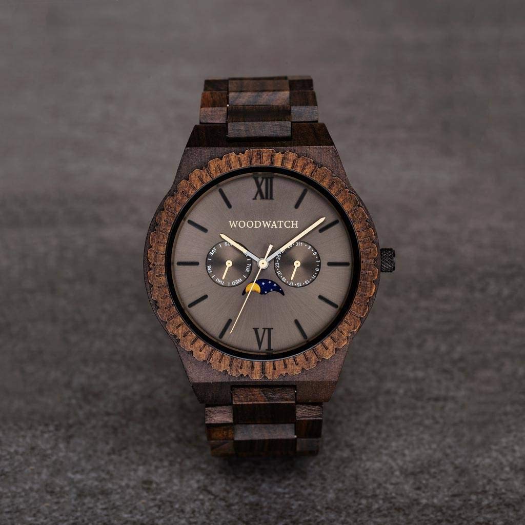 WoodWatch Classic Lunar Eclipse orologio legno nero quarzo