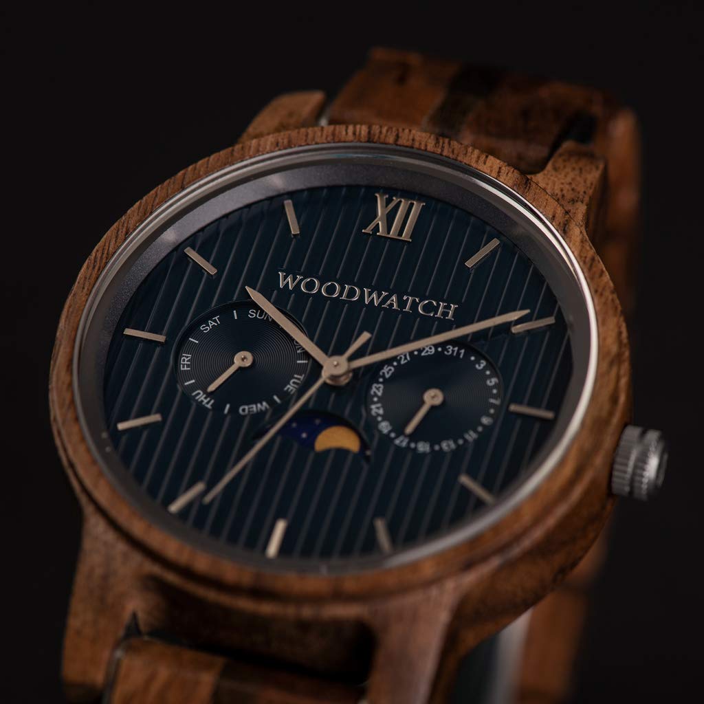 WoodWatch Classic Typhoon orologio legno 40mm quadrante blu