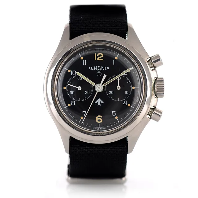 Lemania 818 1975 cronografo militare acciaio 40mm