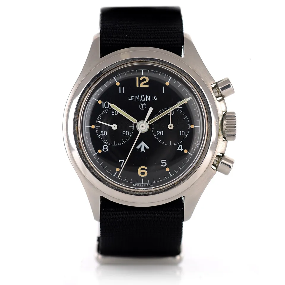 Lemania 818 1975 cronografo militare acciaio 40mm