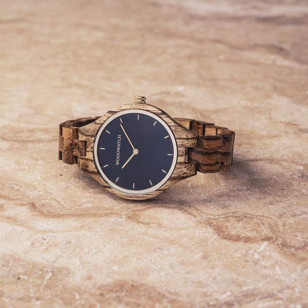 WoodWatch Classic Golden Sky orologio legno ulivo minimal