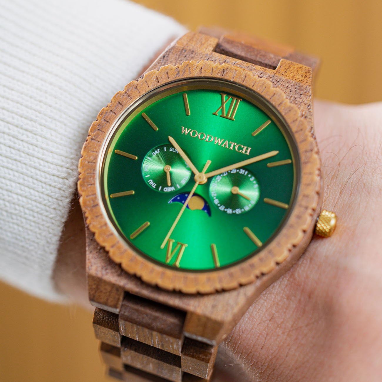 WoodWatch Classic Emerald Jungle orologio legno uomo verde