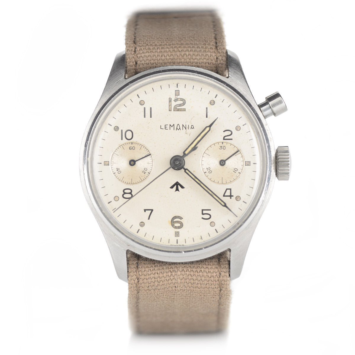 Lemania HS9 Vintage orologio cronografo militare acciaio