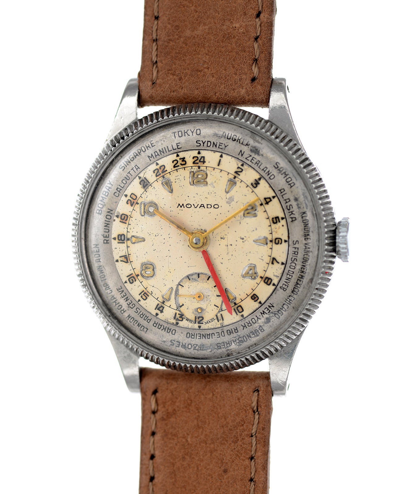 Movado Polygraph orologio world time 36mm acciaio