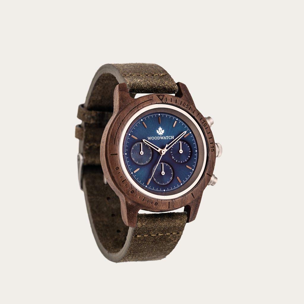 WoodWatch Classic Silver Khaki cronografo legno 42 mm
