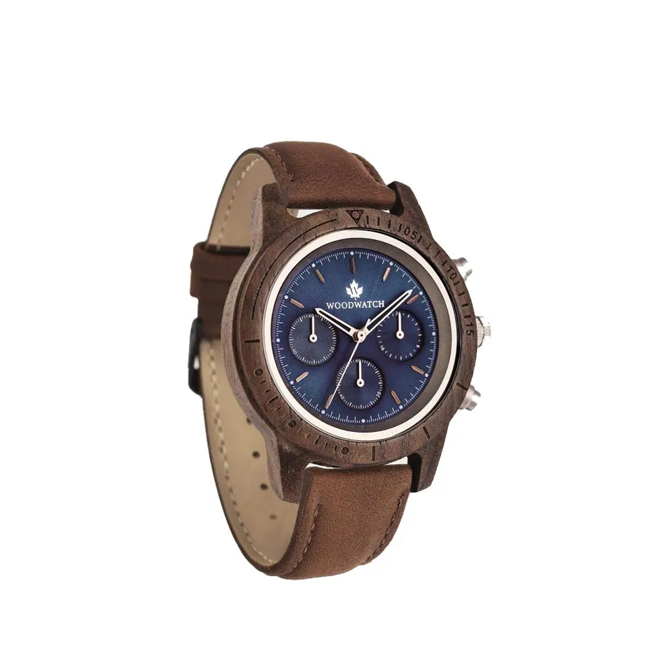 WoodWatch Classic Sapphire Silver Pecan orologio uomo legno