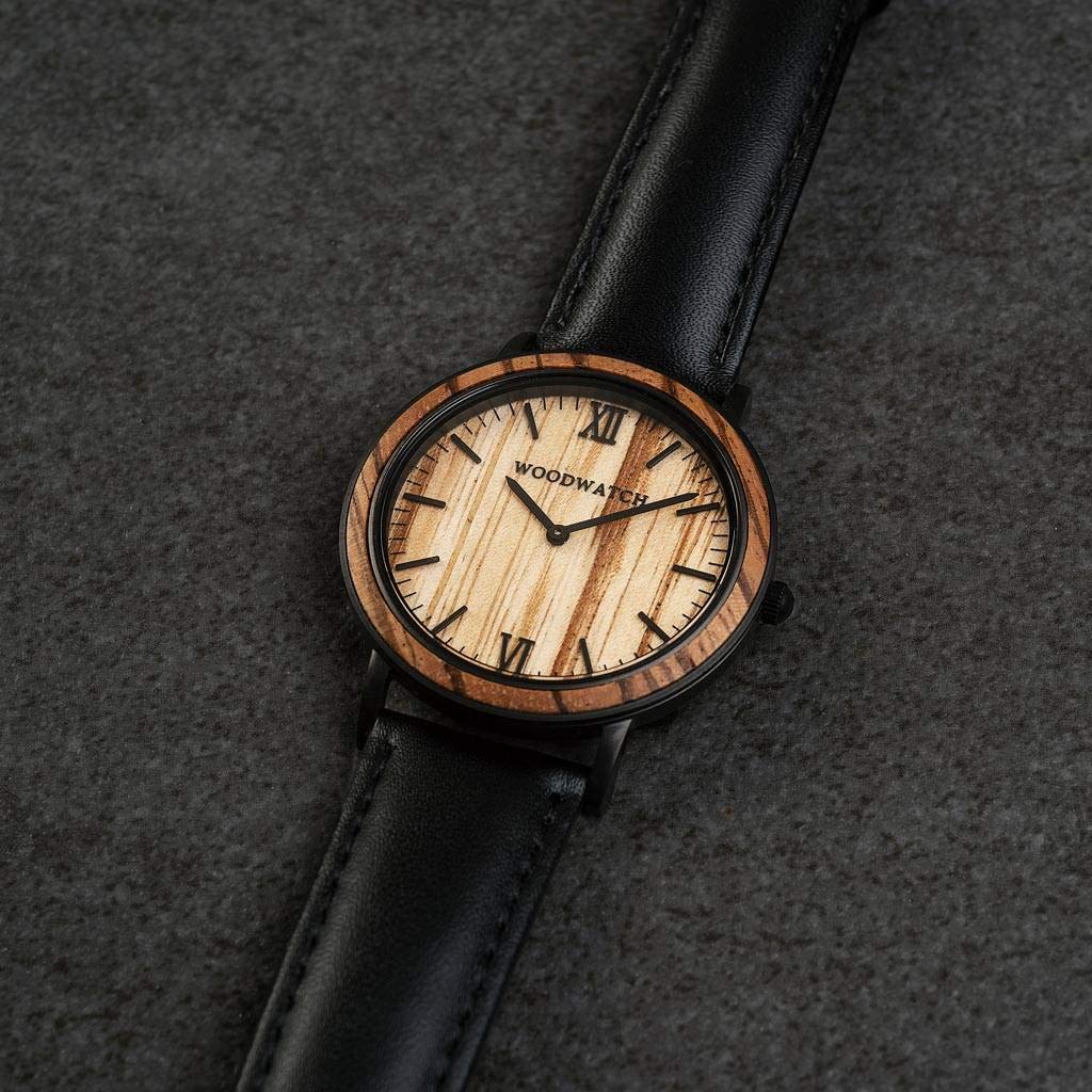 WoodWatch Classic Striped Zebra Jet orologio legno uomo 40mm zebra
