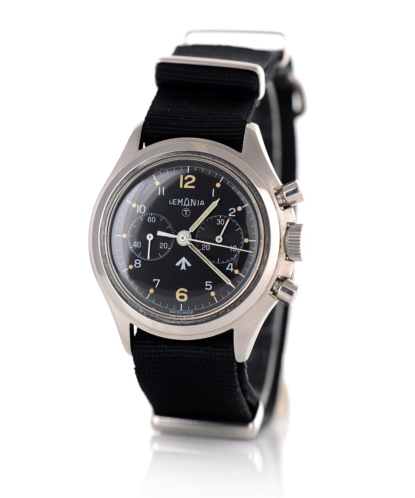 Lemania 818 1975 cronografo militare acciaio 40mm