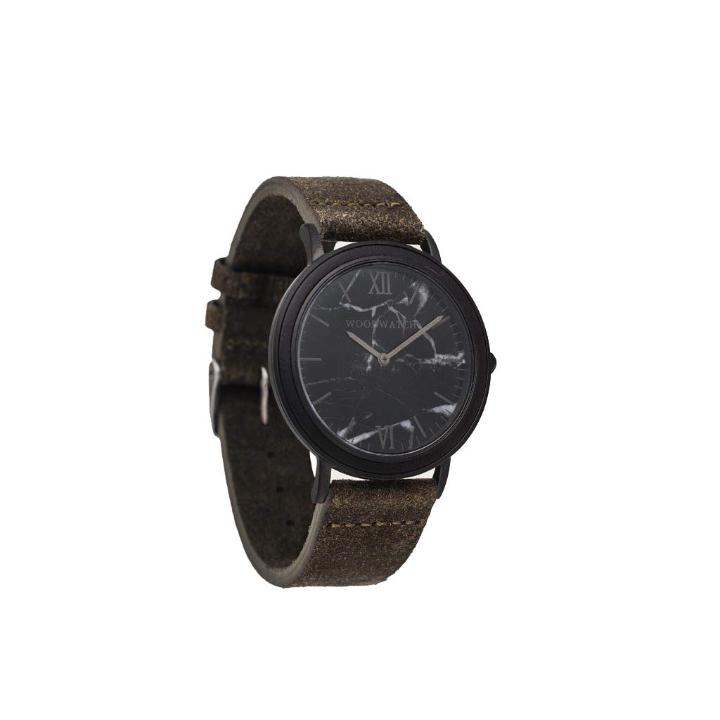 WoodWatch Classic Black Marble Khaki orologio marmo nero