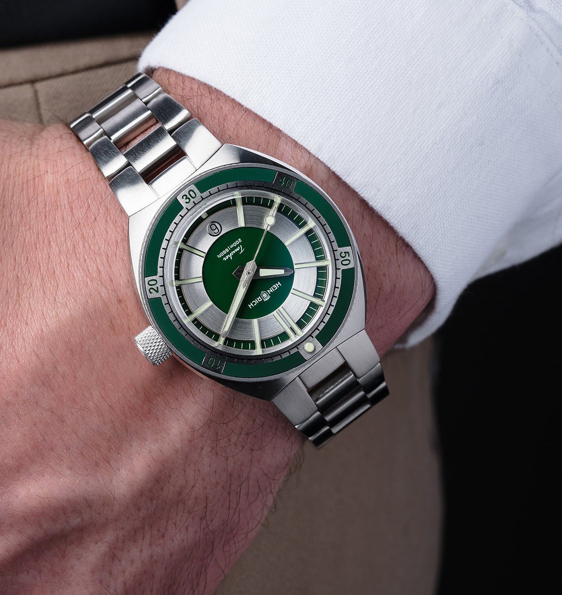 Heinrich Taucher 2 orologio automatico verde con data 41mm