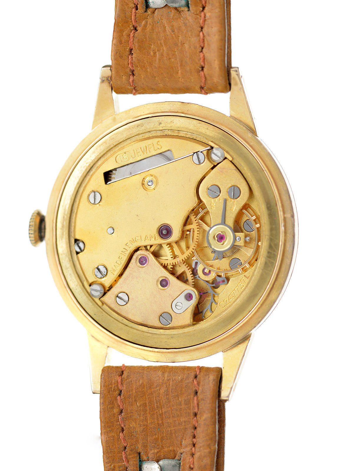 Smiths 18 carati orologio oro 35mm 18 rubini vintage