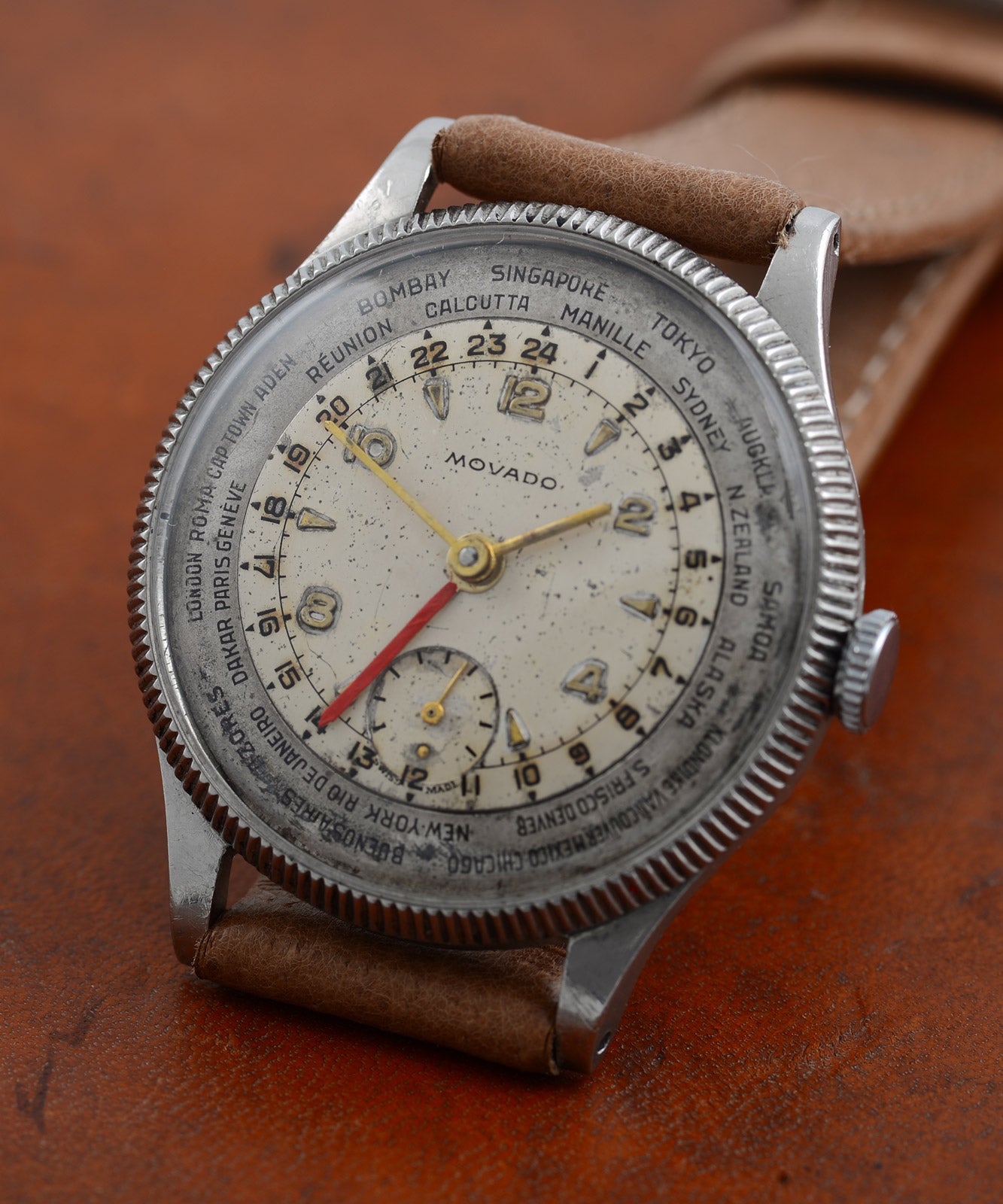 Movado Polygraph orologio world time 36mm acciaio