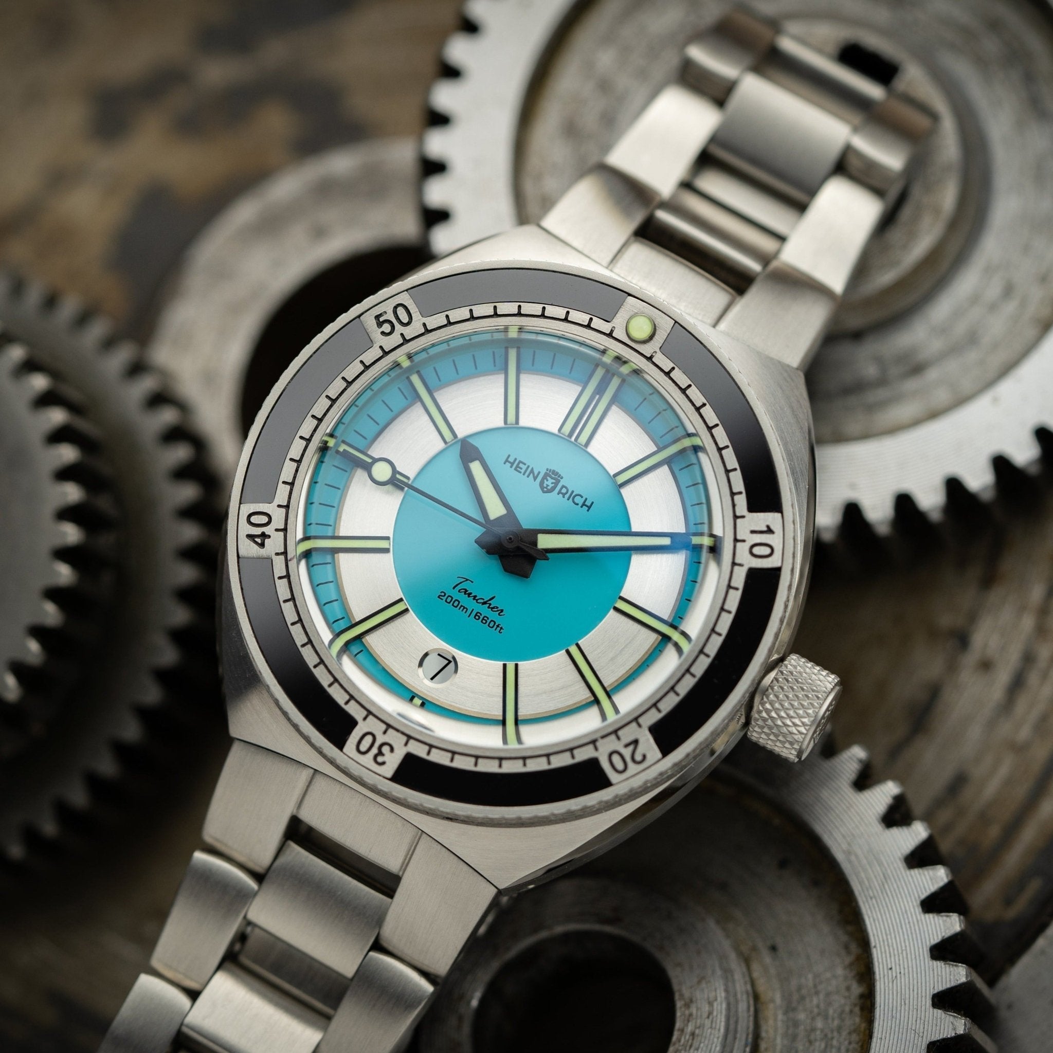 Heinrich Taucher 2 orologio automatico cyan 41mm