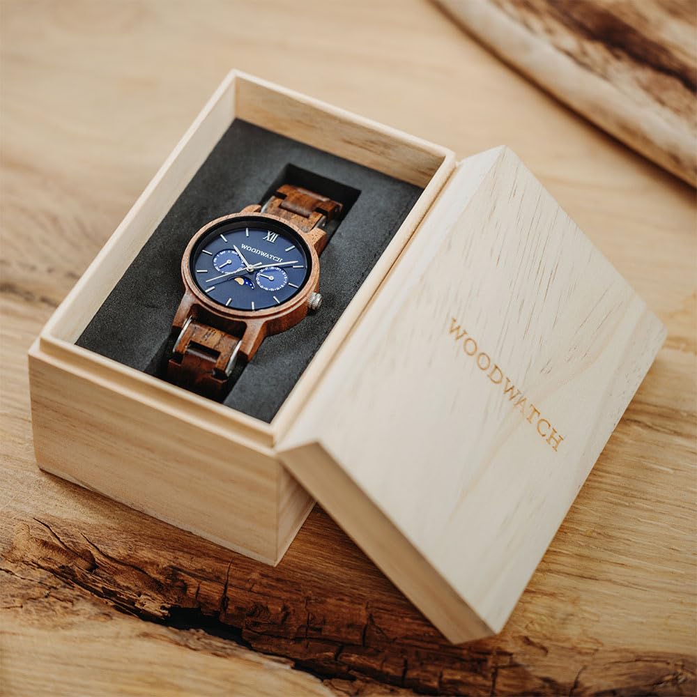 Woodwatch Classic Mariner orologio in legno uomo quadrante blu