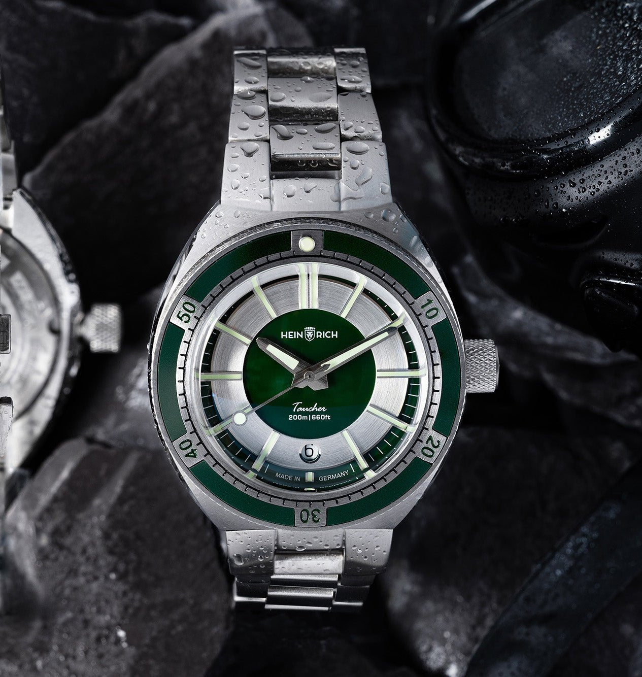 Heinrich Taucher 2 orologio automatico verde con data 41mm