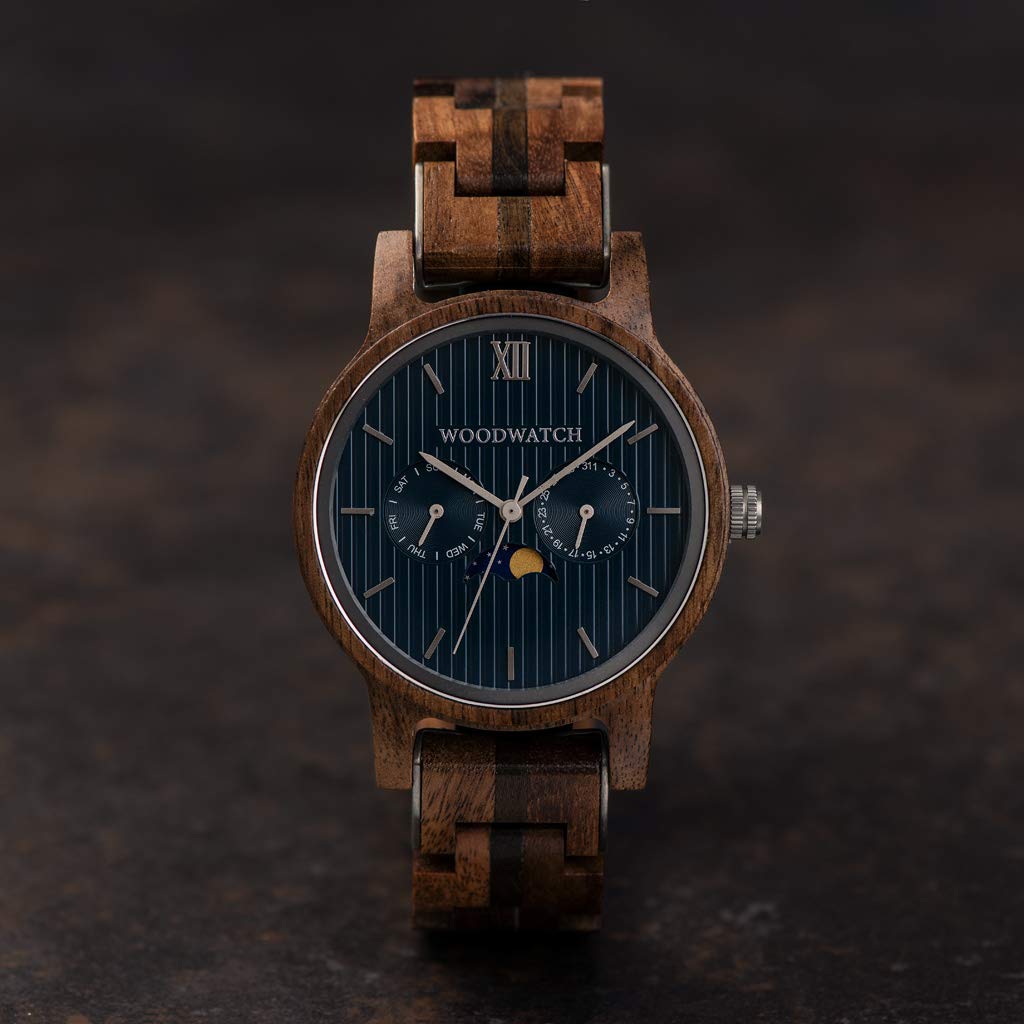 WoodWatch Classic Typhoon orologio legno 40mm quadrante blu