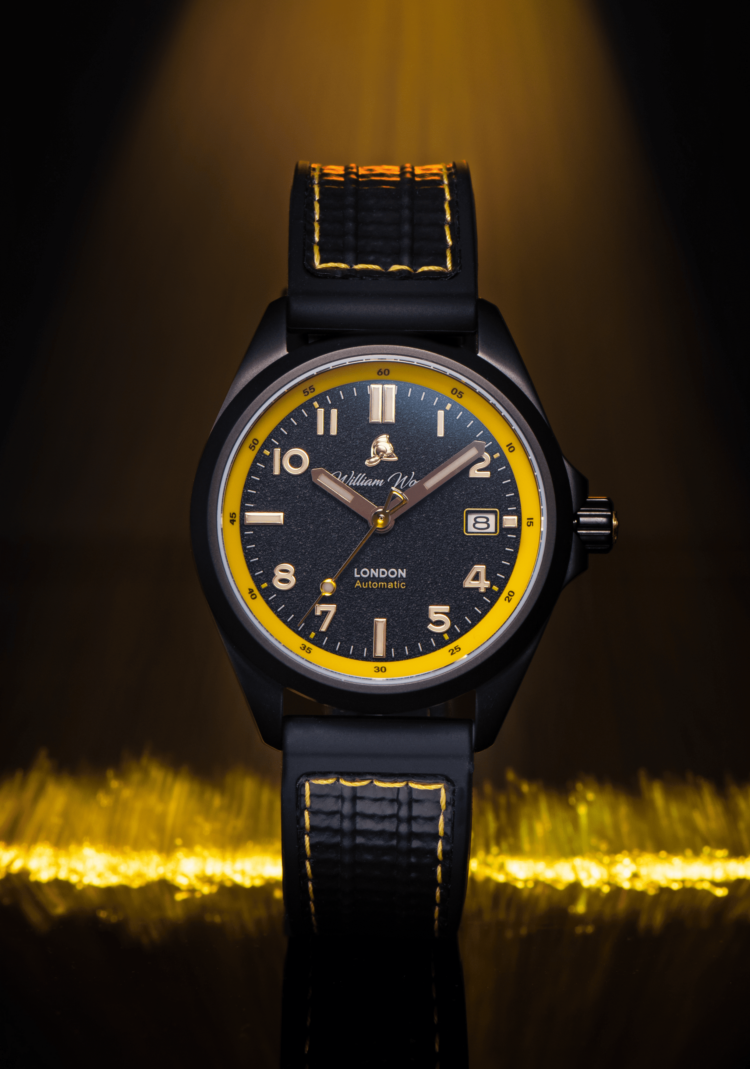William Wood Fearless Yellow orologio 39mm PVD Yellow Fire Hose