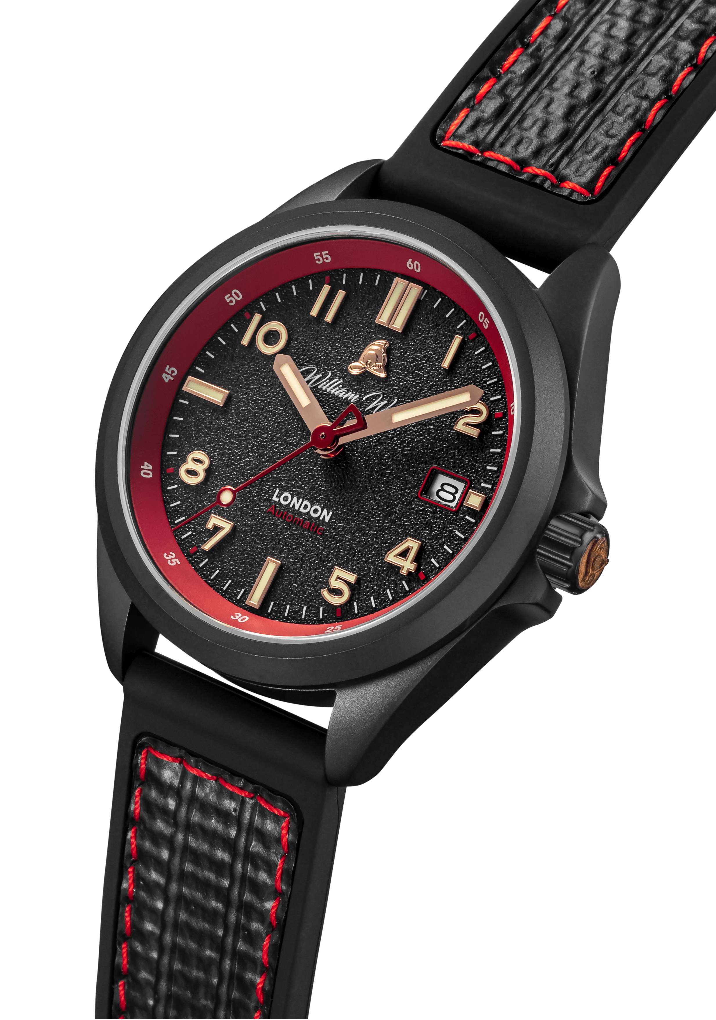William Wood Fearless Red orologio 39mm PVD Red Fire Hose