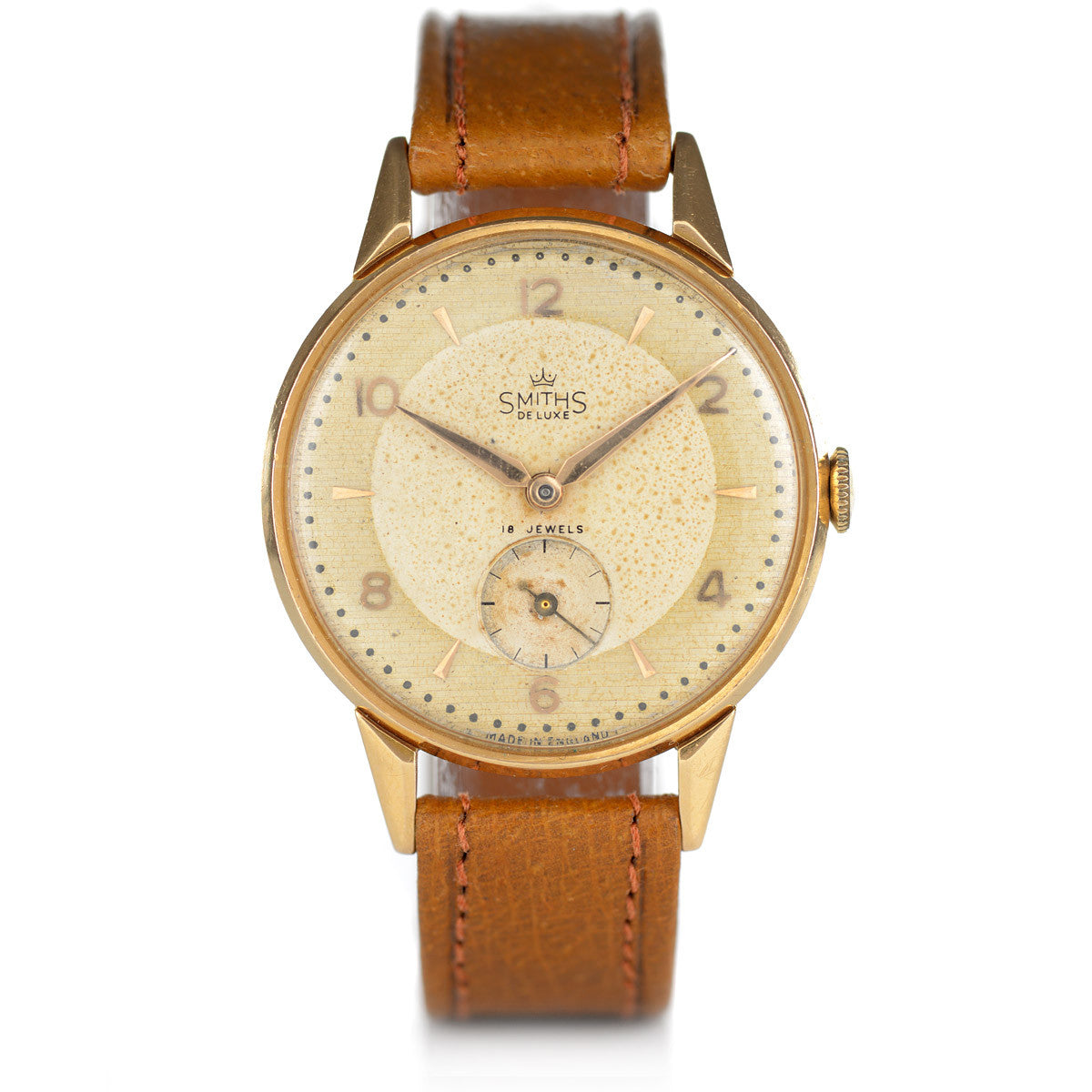 Smiths 18 carati orologio oro 35mm 18 rubini vintage