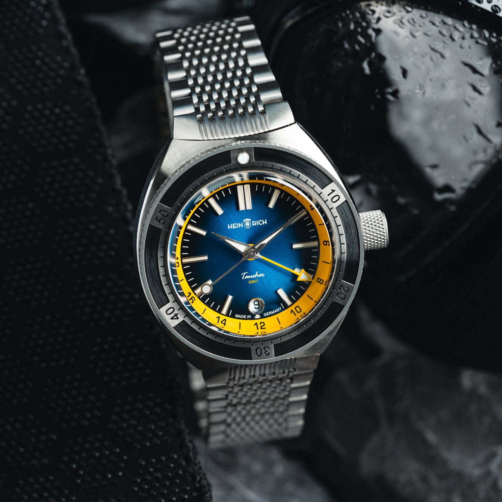 Heinrich Taucher 2 orologio GMT 41mm blu 200m