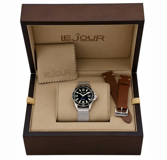 LeJour Vintage Diver LJ-VDS-001 orologio diver nero set