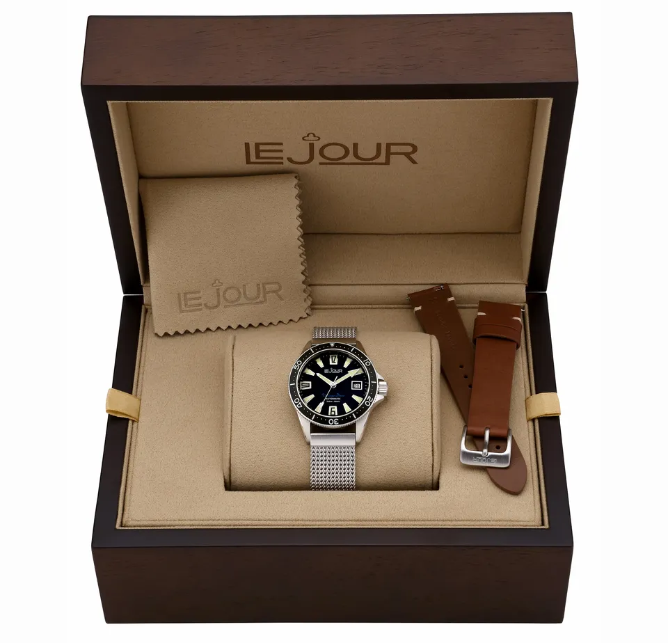 LeJour Vintage Diver LJ-VDS-001 orologio diver nero set