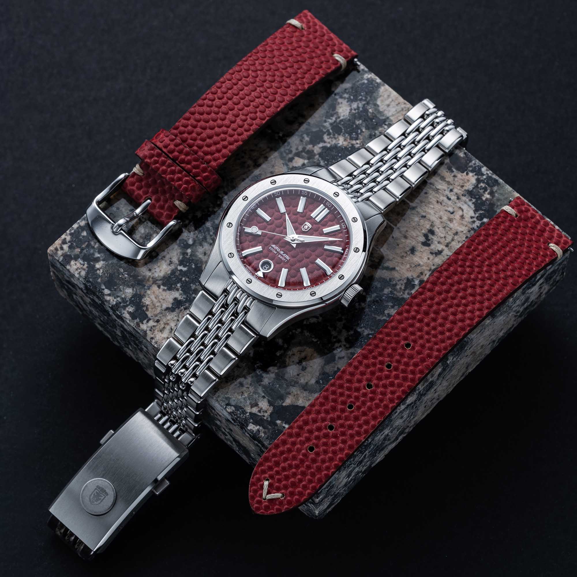 Heinrich Helicoprion orologio automatico Football Edition pelle