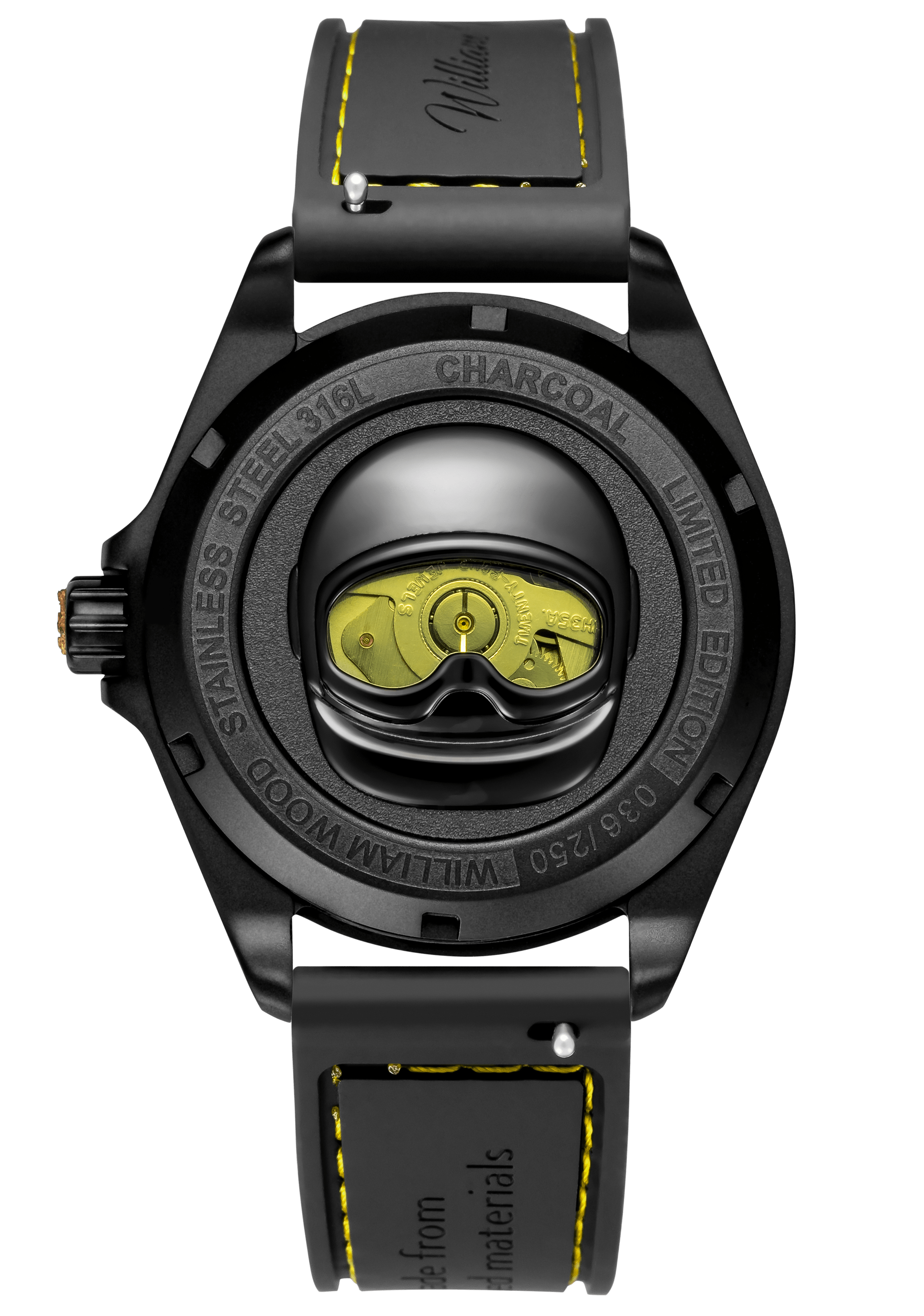 William Wood Fearless Yellow orologio 39mm PVD Yellow Fire Hose
