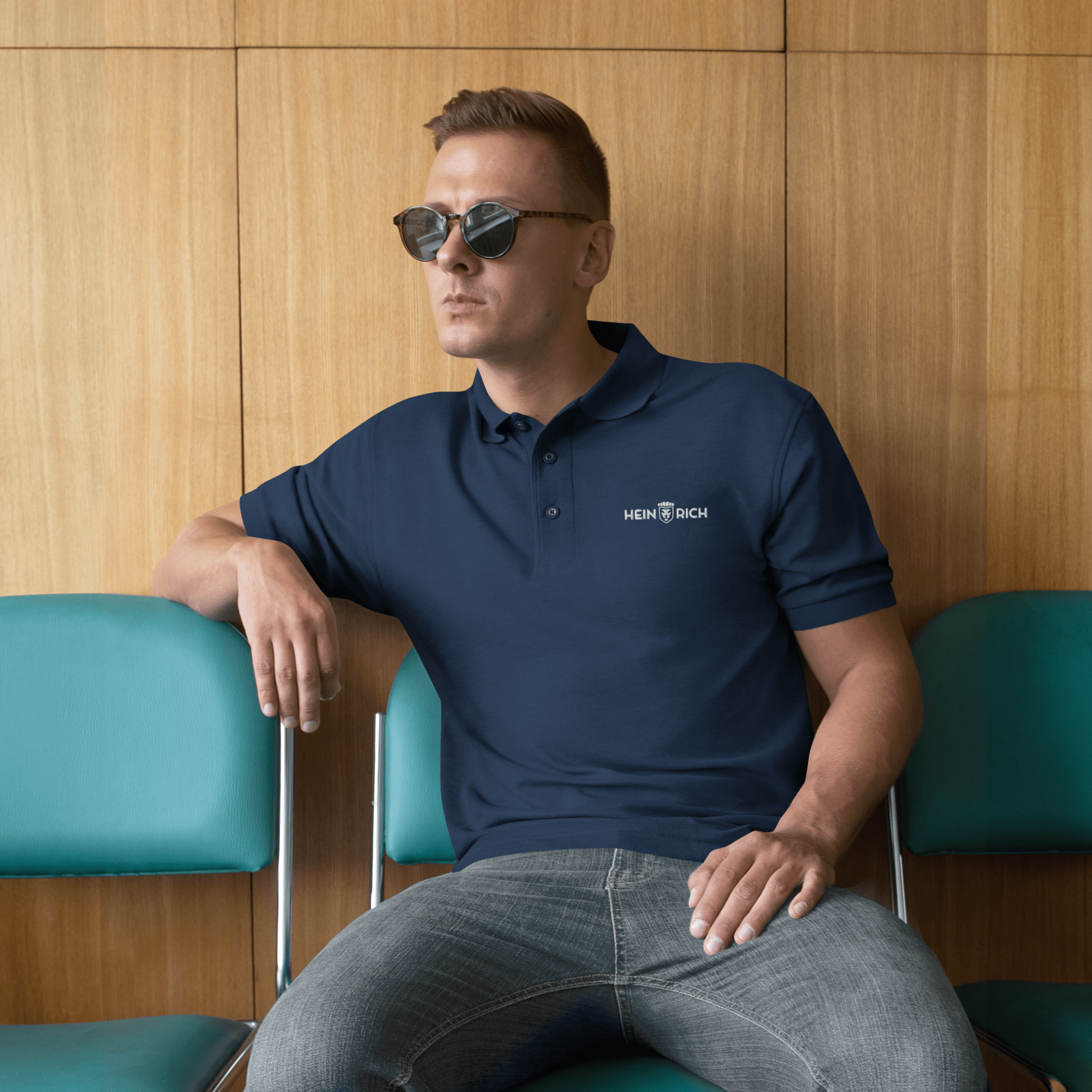 Heinrich Clothing polo uomo ricamata nera in cotone