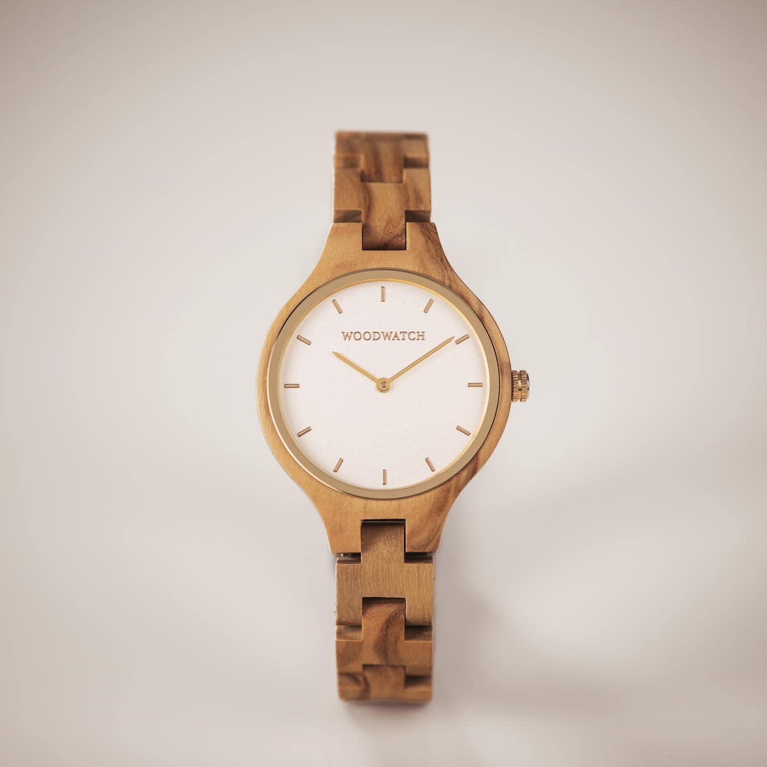 Woodwatch Nordic Sun orologio legno ulivo acciaio minimal