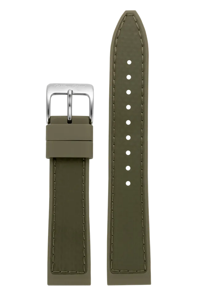William Wood Straps Cinturino Verde Silicone 20mm Fibbia Argento