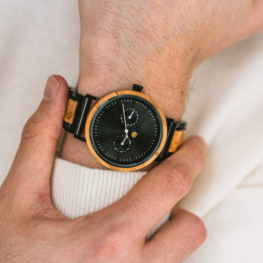 WoodWatch Classic Carbon Olive orologio legno uomo verde