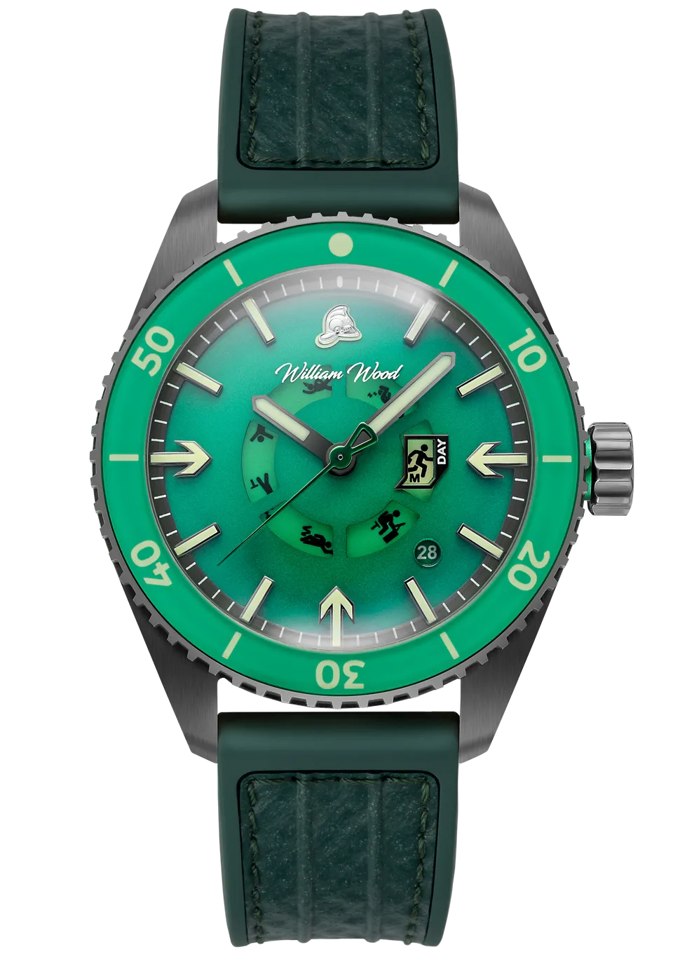 William Wood Fire Exit orologio automatico verde day date