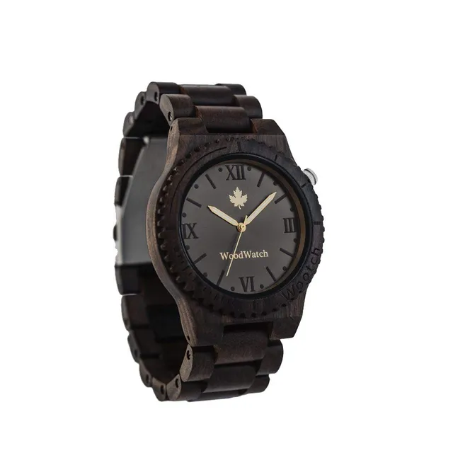 WoodWatch Classic Oaklee Black Sandal Orologio Uomo Legno