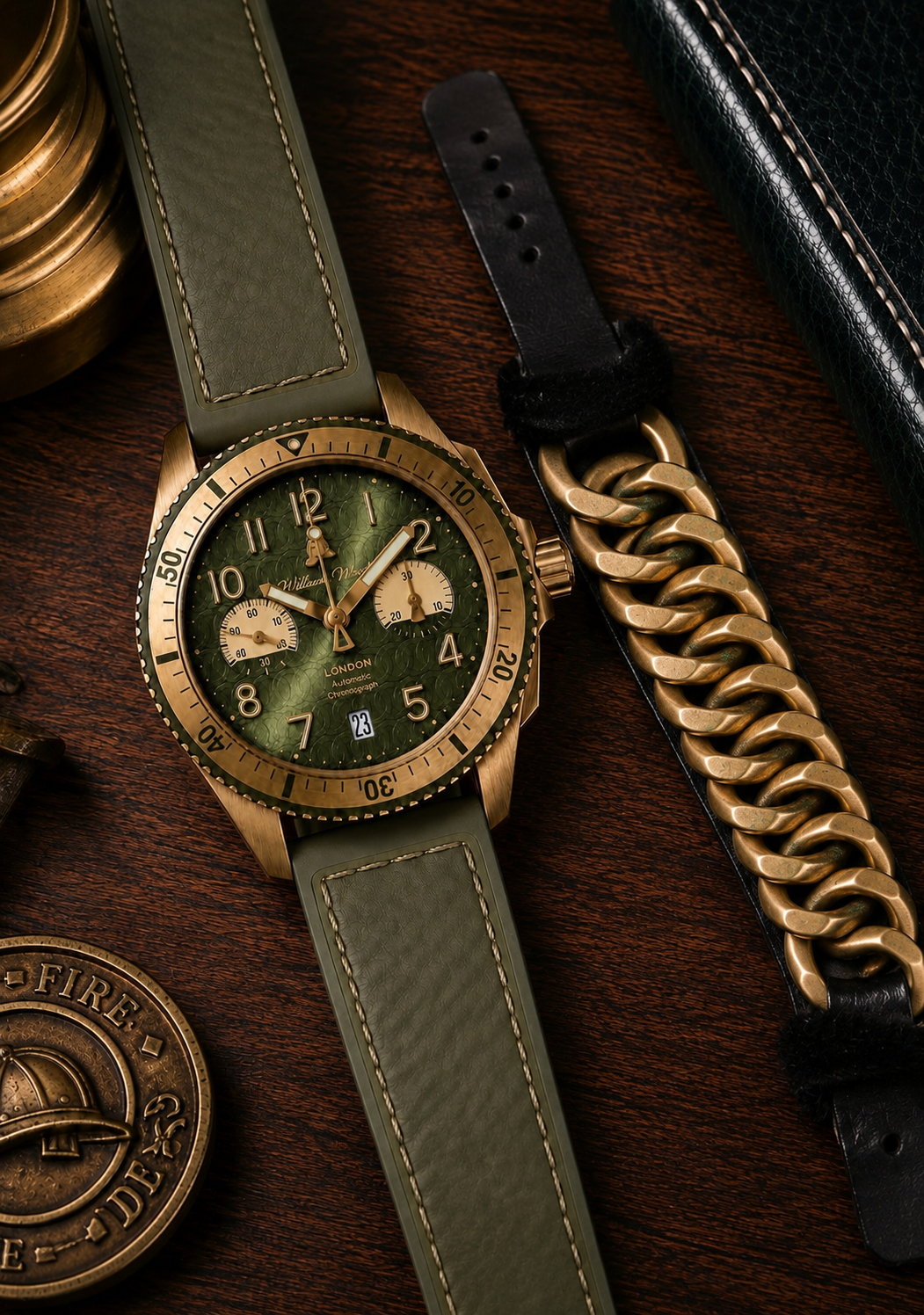 William Wood Triumph Custodian orologio cronografo verde oro