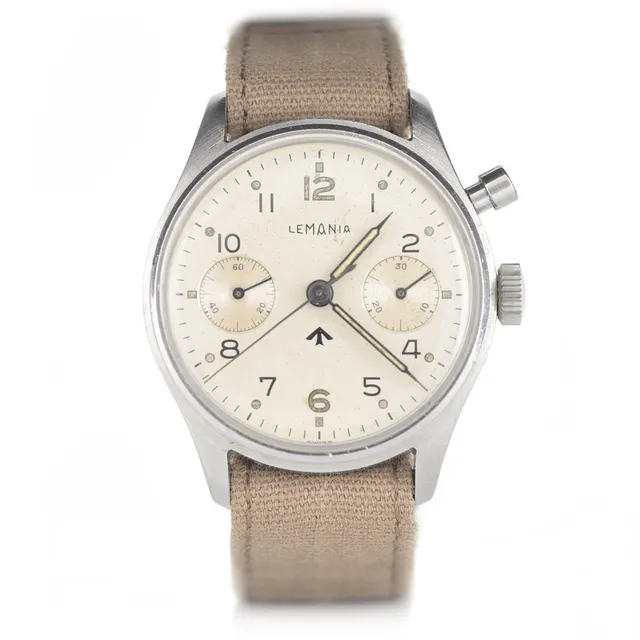 Lemania HS9 Vintage orologio cronografo militare acciaio