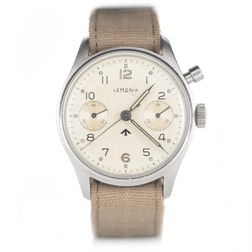 Lemania HS9 Vintage orologio cronografo militare acciaio