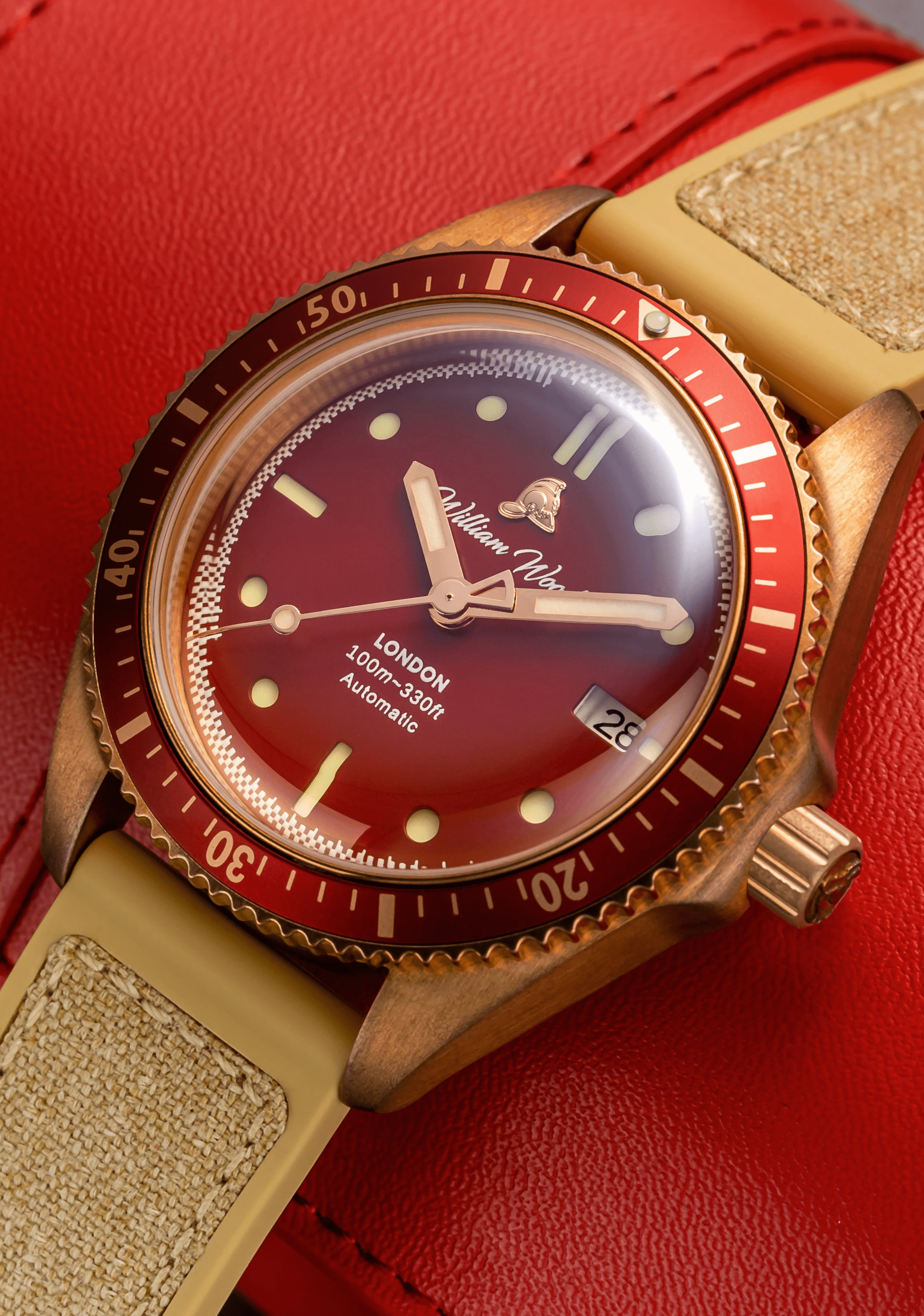 William Wood Bronze Ruby orologio 41mm bronzo Red Fire Hose